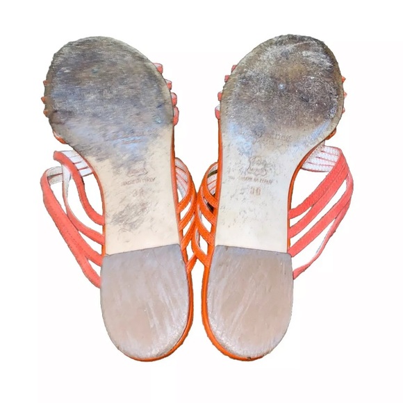 L.K.Bennett Orange Leather/Suede Slide Sandals Sz Women’s 38,8 - Picture 6 of 7